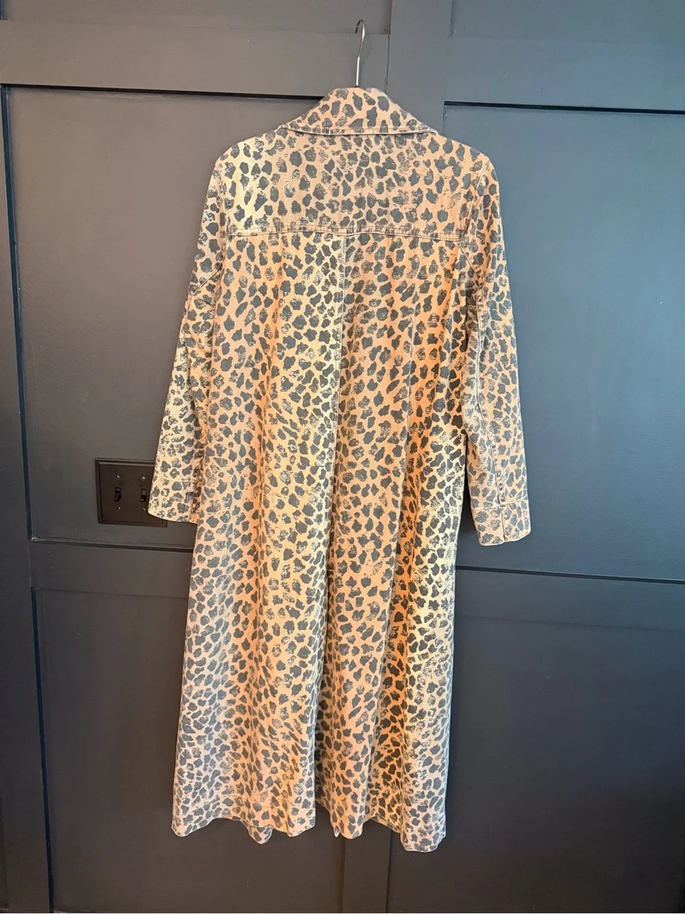 Free People Tan and Black Leopard Print Long Coat